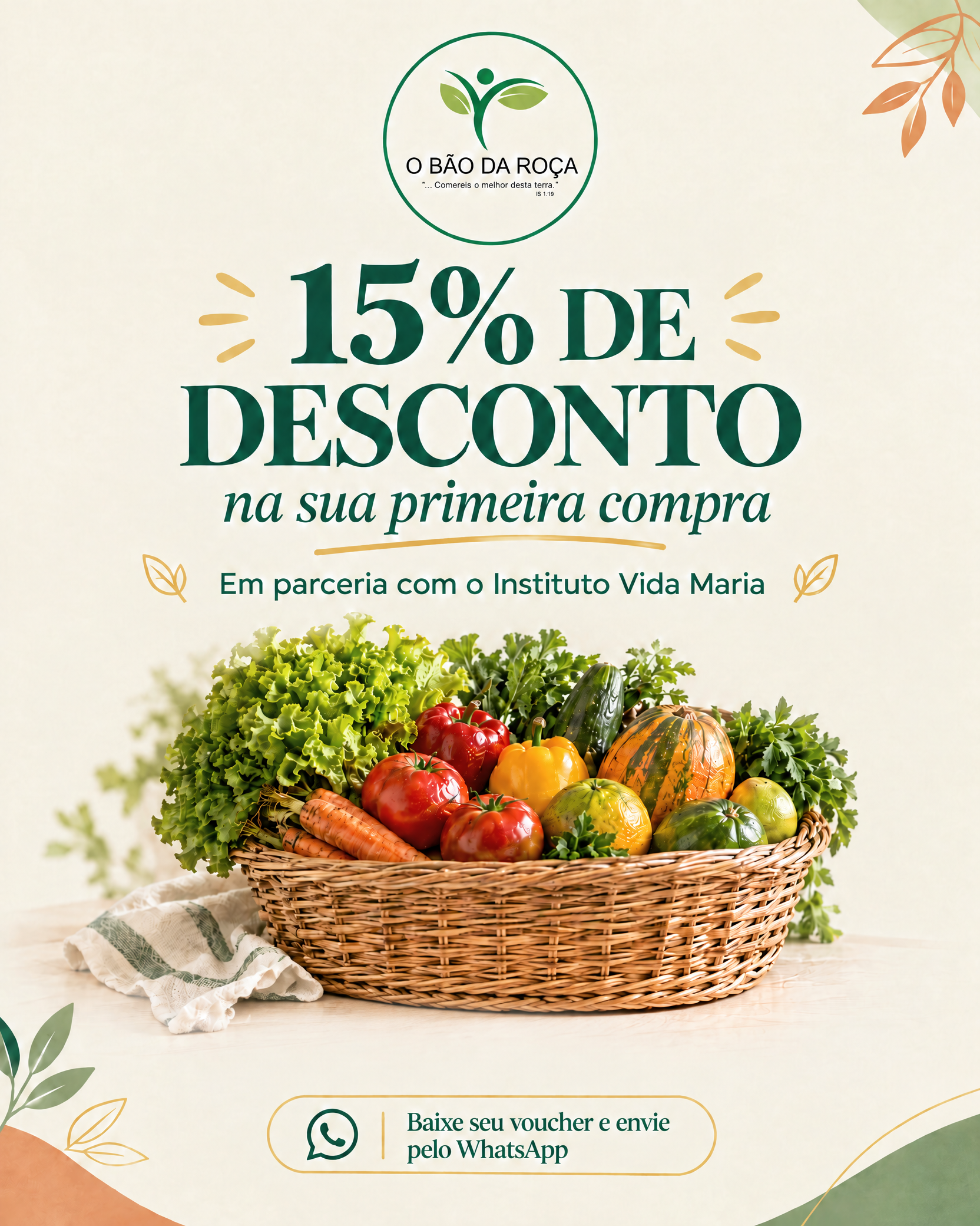 Cesta de alimentos frescos do O Bão da Roça